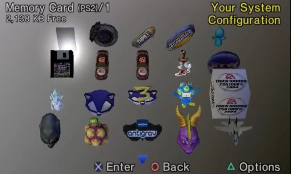 the PS2 memory card screen